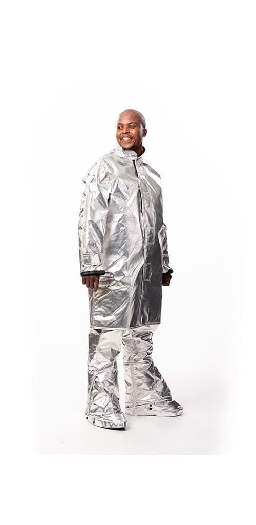 METAL-SAFE® ALPAN K Aluminised Coat 104cm with Velcro and Press stud closure and FR thermal liner