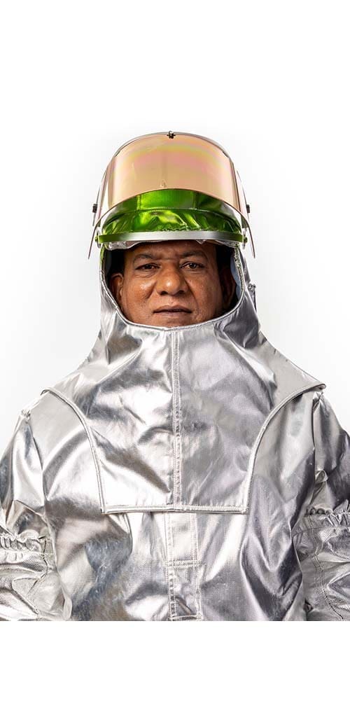 METAL-SAFE® ALPAN Hood with Gold on Green 3 Visor