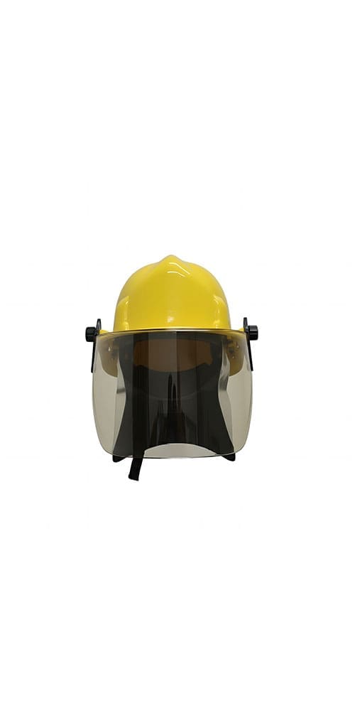 FIRE SAFE HELMET FIREMAN WITH 6 INCH VISOR YELLOW FRONT 1