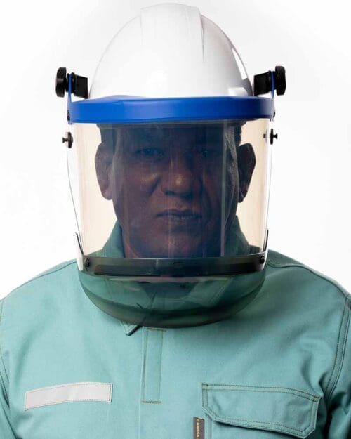 SURVIVE-ARC® Shield Kit 25 cal CAT 2 grey visor, chin guard and blue cap bracket