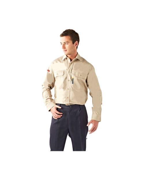 SURVIVE-ARC® 12.4 Cal, CAT 2 Mens Khaki shirt with no reflective tape