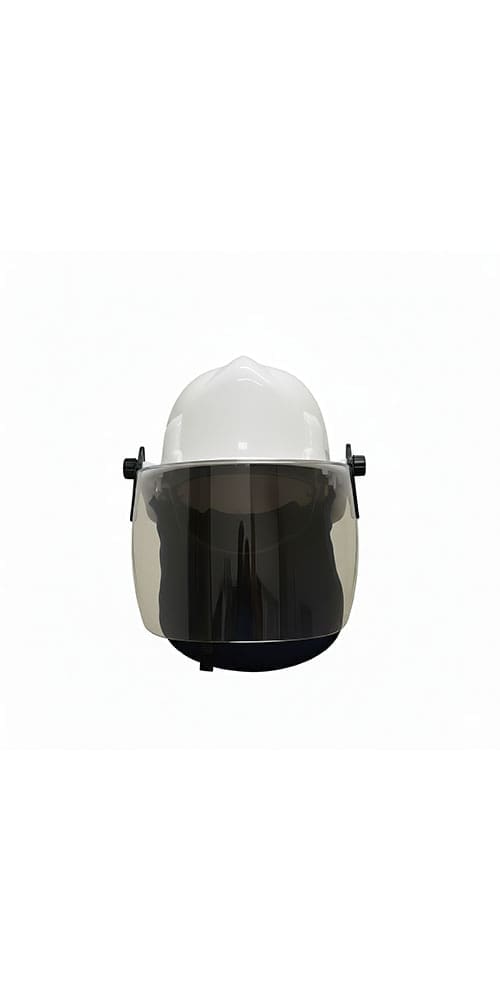 FIRE SAFE HELMET FIREMAN WITH 6 INCH VISOR WHITE FRONT 1